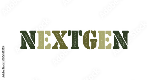 Modern NEXTGEN text design with earthy green tones