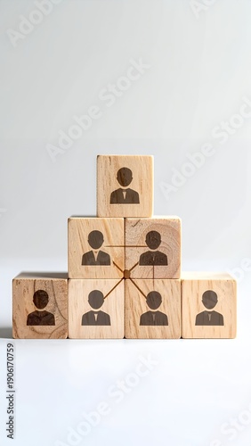 Wooden Blocks Illustrating Business Hierarchy and Teamwork.