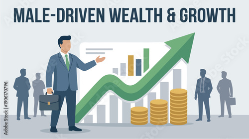 Businessman presenting financial growth chart.