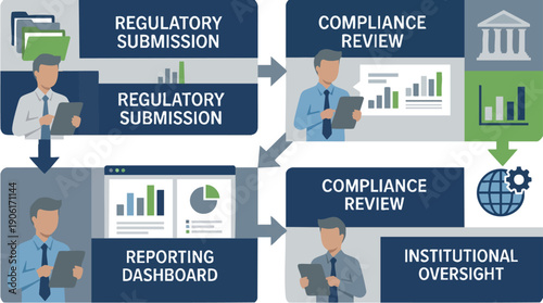 Businessman in blue suit holding tablet.