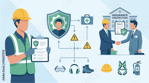 Businessman in safety gear at workplace.