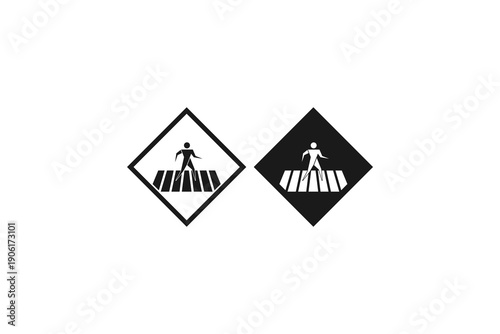 solid and outline icon of pedestrian walk