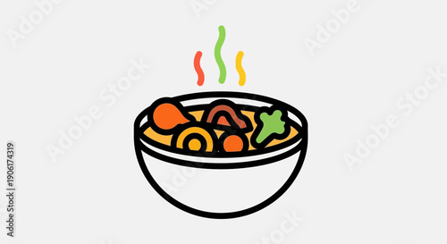 A delightful illustration of a steaming hot bowl of delicious and healthy food, perfect for a warm