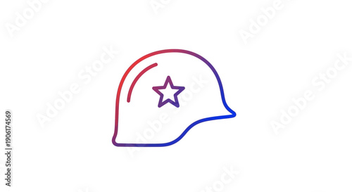 Modern military helmet icon with vibrant gradient color design symbolizing protection and service