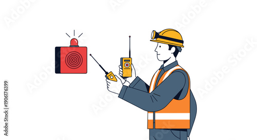 Construction Worker Operating Alarm System.