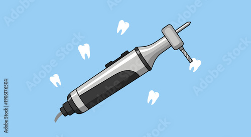 Dental Drill with Teeth Illustration.
