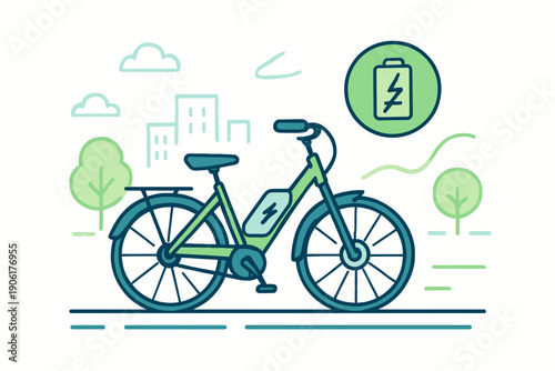 Electric Bicycle Illustration EcoFriendly Transportation in Urban Environment.