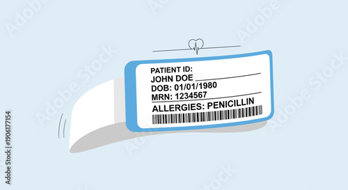 Hospital Wristband with Patient Information Label.