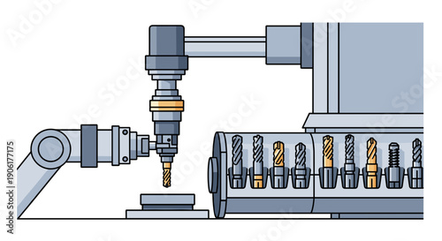 Industrial Drilling Machine with Drill Bits.