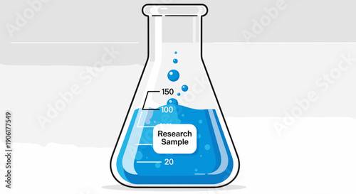 Laboratory Erlenmeyer Flask with Blue Liquid.