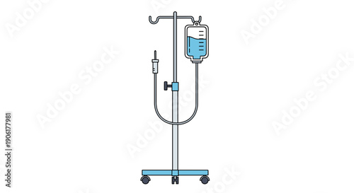 Medical IV Drip Stand with Fluids.