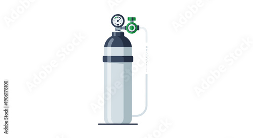 Oxygen Tank with Regulator and Gauge.