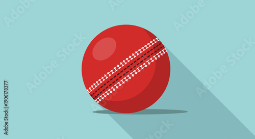 Red Cricket Ball with Stitching.