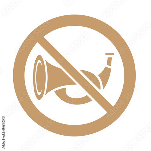 Informative prohibition sign clearly indicating no horn blowing or sounding, promoting silence and quiet zones in designated areas for peace and reduced noise pollution