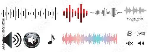 Sound Wave Icons & Graphics Vector Illustration - Audio Visualizer Set