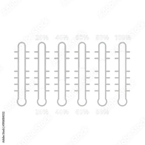 Humidity Level Gauges Set: 20% to 100% Progress Indicators isolated on transparent background