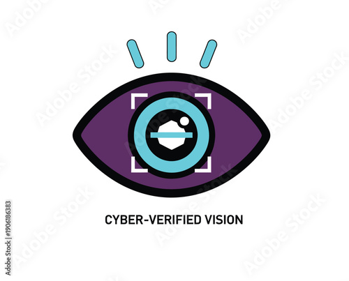 Cyber verified vision eye icon with focus mark and biometric scan