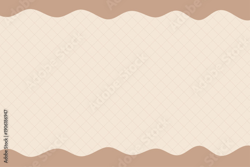 チョコレートが溶けたような波ラインの格子柄背景フレーム素材