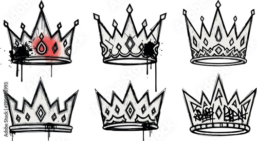 Collection of Royal Crowns with Varied Designs and Ornaments