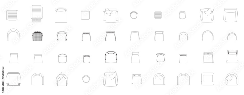 Obraz premium furniture icon interior plan view top set vector 