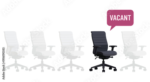 Vacant office chair standing out among others with speech bubble