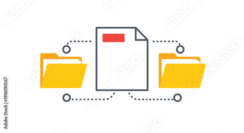 Modern file organization system with connected folders and document