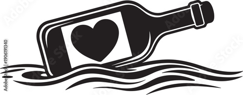 Couple Ballroom Dancing Silhouette with Floating Hearts Valentine’s Day Vector