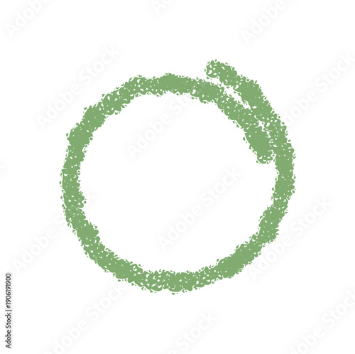 Crayon sketch round quote frame outline forms a bold green stroke. Hand drawn circle shape brings highlight and texture to the background, perfect for a quote or graphic frame.