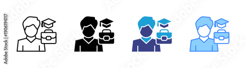 Internship icon set multiple style collection