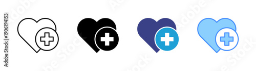 Healthcare icon set multiple style collection