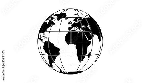Flat Earth Globe Silhouette Vector Illustration Black on White