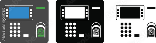 Biometric fingerprint access control panel icons set security authentication device vector collection isolated modern technology design