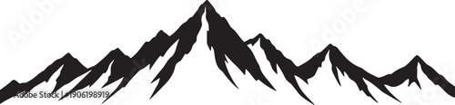 Minimalist black and white mountain silhouette vector isolated on white background