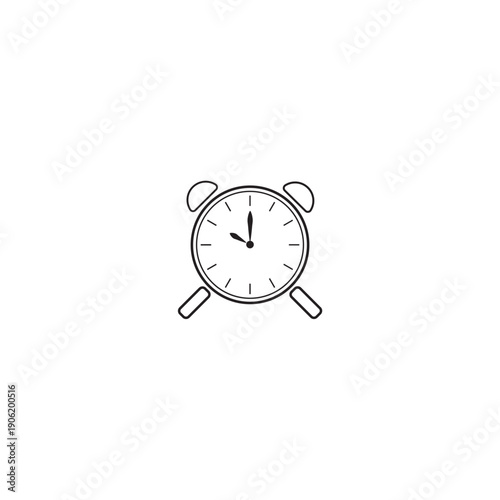 Minimalist alarm clock icon vector. Simple ringing bell symbol for time management, morning wakeup, schedule reminder, and deadline.