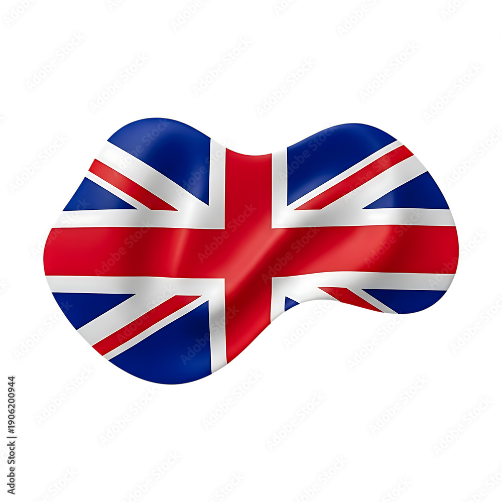 Obraz premium Waving United Kingdom Flag Union Jack 3D Illustration Transparent Background