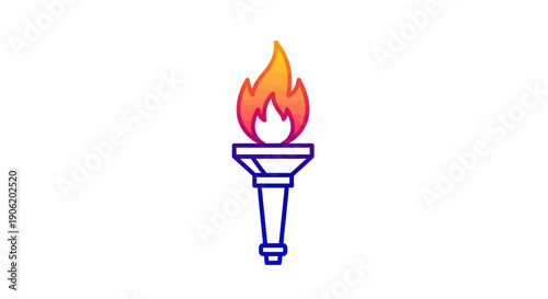 Gradient Outline Torch Icon Symbolizing Light Energy and Victory with Modern Aesthetic