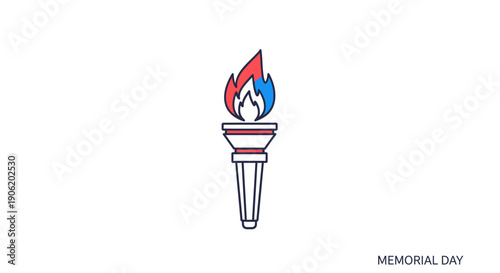 Minimalist patriotic torch icon symbolizing remembrance for Memorial Day commemoration