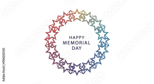 Colorful star wreath graphic for Happy Memorial Day honoring heroes and national remembrance