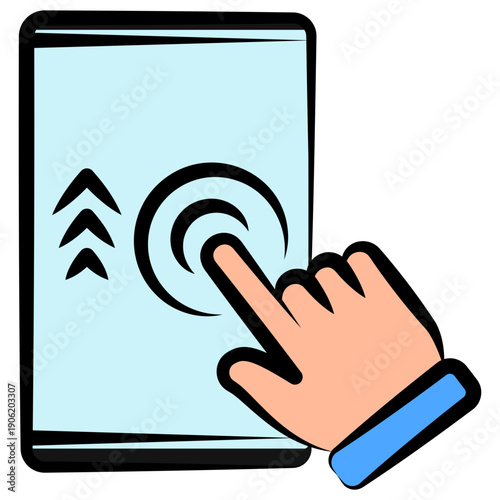 Click Action Outline Color Hand Drawn Icon. Mini Illustration For Modern Concept, Ui, Ux Web And App Development. Related To Seo And Online Marketing.