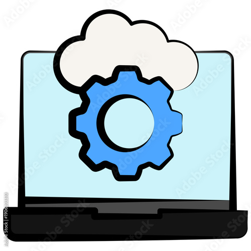 Cloud Hosting Outline Color Hand Drawn Icon. Mini Illustration For Modern Concept, Ui, Ux Web And App Development. Related To Seo And Online Marketing.