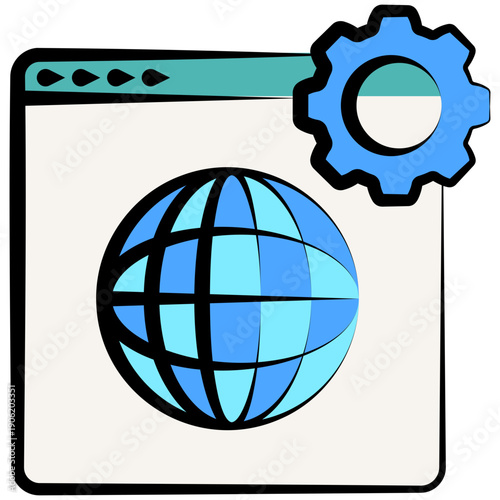 Domain Authority Outline Color Hand Drawn Icon. Mini Illustration For Modern Concept, Ui, Ux Web And App Development. Related To Seo And Online Marketing.