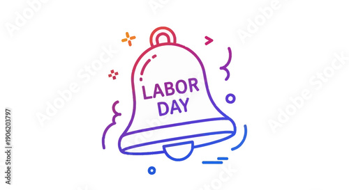 Vibrant Labor Day bell icon celebrating workers and their contributions globally
