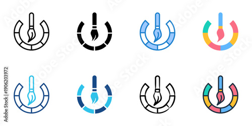 Color grading icons set multiple style collection. Editable stroke 
