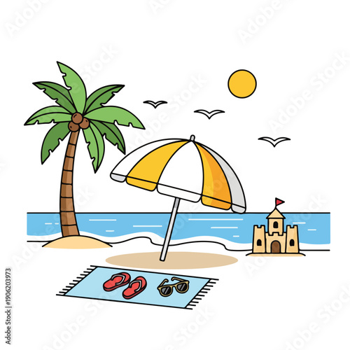 Summer Beach Vacation Tropical Landscape Scene