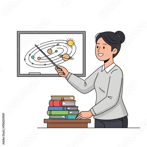 Teacher Explaining Lesson in Classroom Illustration