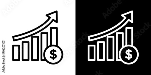 Investment icon representing financial growth, profit increase, capital gain, stock market rise, and business analytics UI.