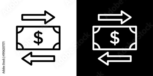 Money transfer icon representing online payments, fund transfer, digital transactions, banking exchange, and fintech services.