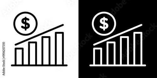 Profit icon representing financial growth, increased revenue, business success, positive earnings, and analytics app UI.