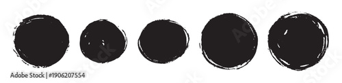 dry paint round stains set black grunge ink circle