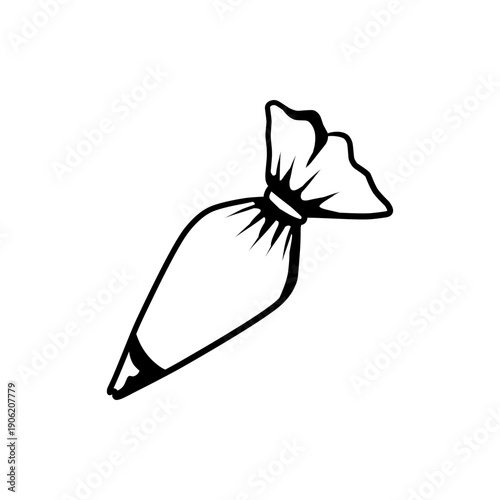 Cream Piping Bag for Cake Decorating Line Art Illustration
